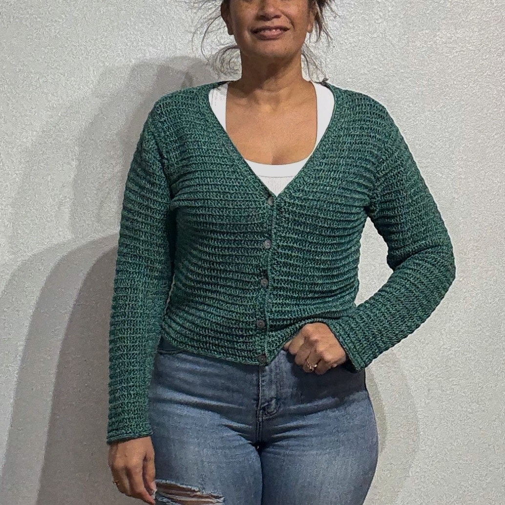 Vince Green Marled Knit Crop Cardigan Sz Xl